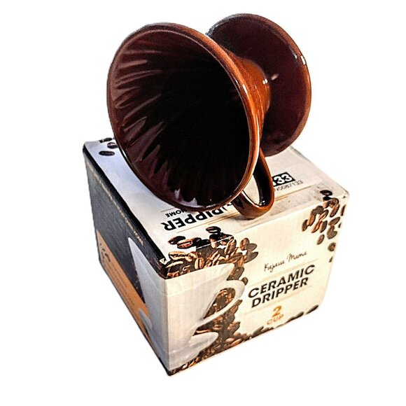 Kajava Mama Pour-Over  Brown Ceramic Coffee Dripper - 2 Cup Capacity, New in Box - Picture 3 of 12